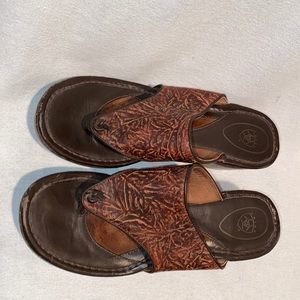 Ariat Women Thong Platform Wedge Sandals Brown  Leather Slip Ons 10 B